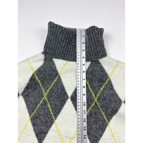 PRINGLE Of Scotland X H&M Argyle Oversize Turtleneck Sweater Size S Womens White - Picture 7 of 8